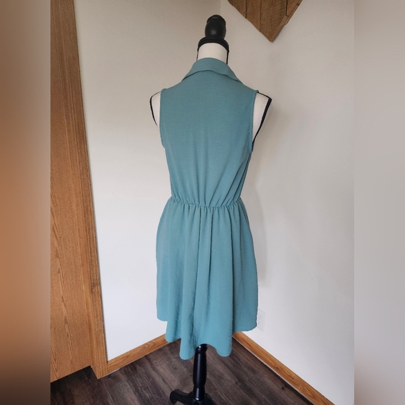 143 Story by Line Up Teal Mini Tie Sleeveless Dress - Picture 3 of 4